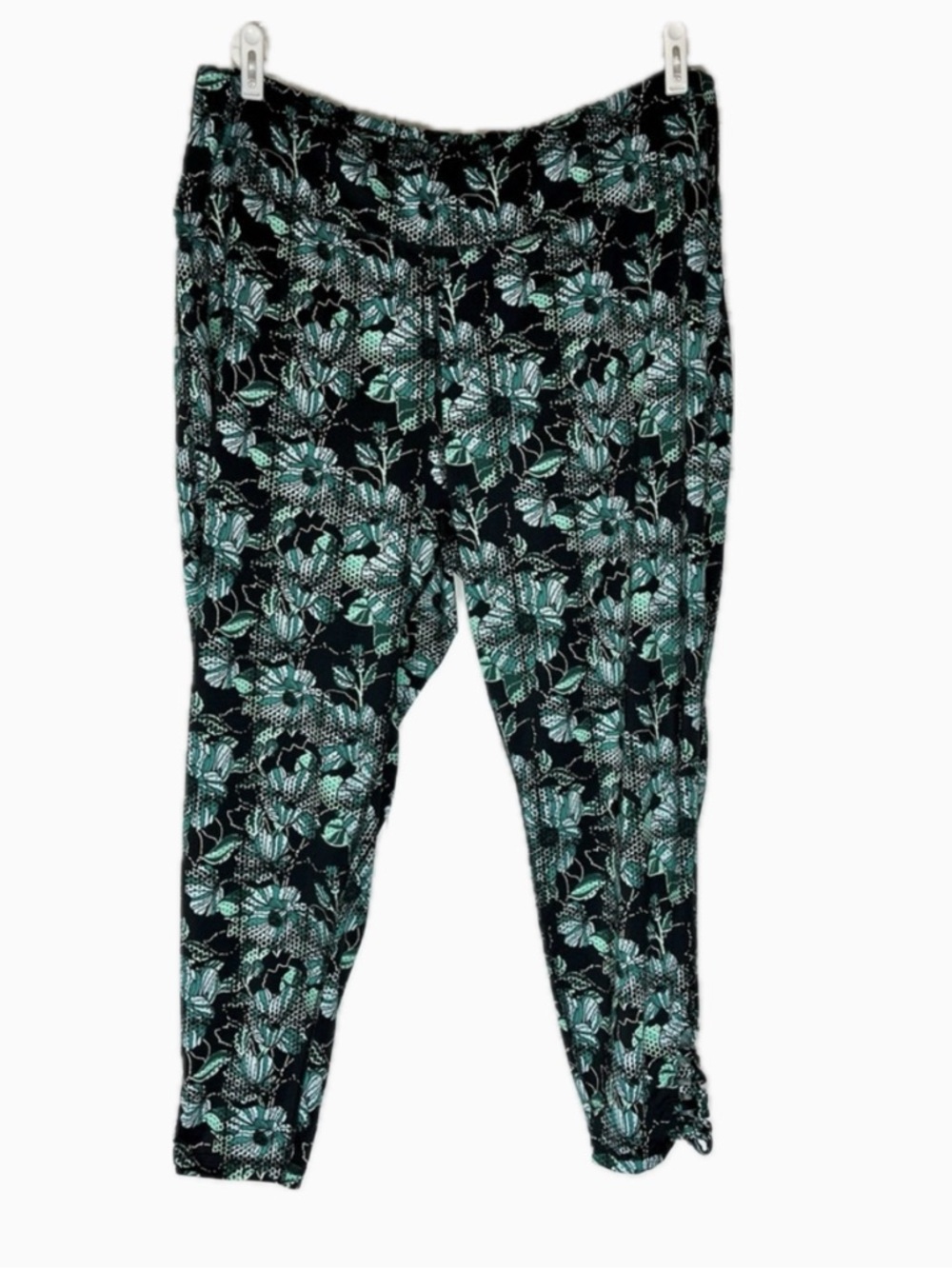 ZELOS women’s pantswith Green Floral Design